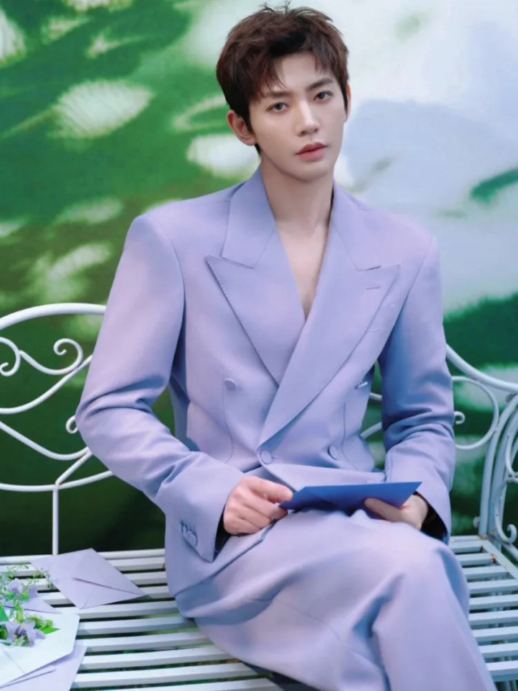 New Designer Mens Slim Fit Double Breasted Blazer Jacket Long Pants Two Piece Set Fashion Party Suit Sets Business Work Suits