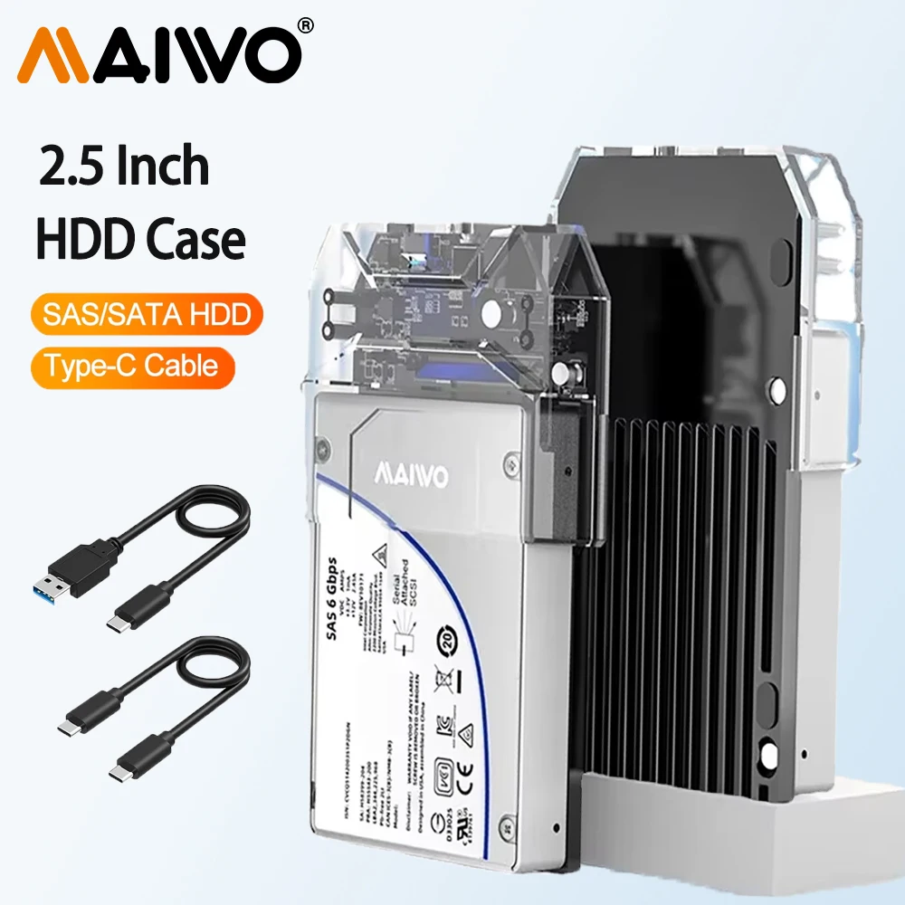 MAWIO SAS kotak Hard Drive USB-C ke Mini Sas Hdd adaptor dudukan untuk 2.5 "antarmuka SAS komputer Desktop negara padat SSD HDD casing