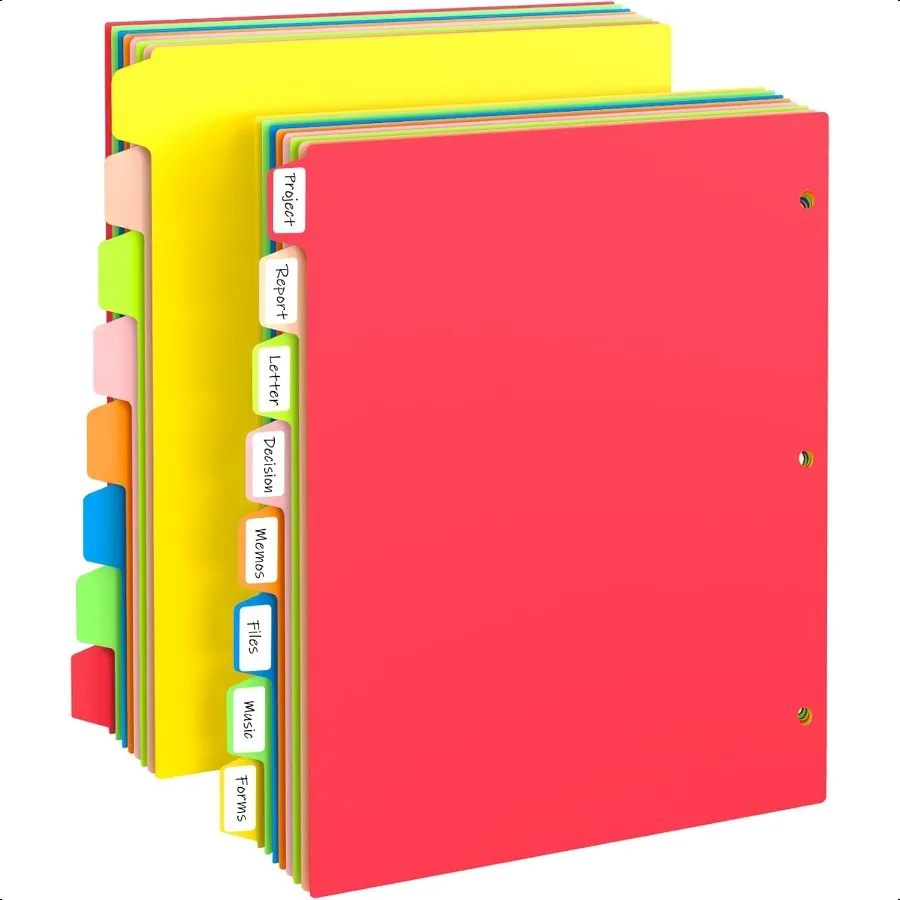 

Binder Dividers with Tabs Sturdy Plastic Dividers for 3 Ring Binder with 8 Tabs Colorful 3 Ring Binder Dividers with Tabs Divid