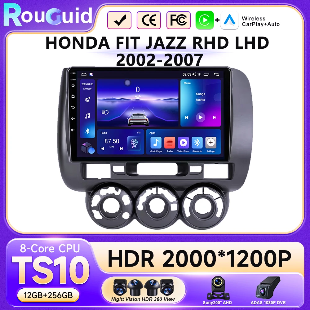 

For HONDA FIT JAZZ RHD LHD 2002-2007 Car Radio Android 16 Multimidia Video Player Head Unit Carplay