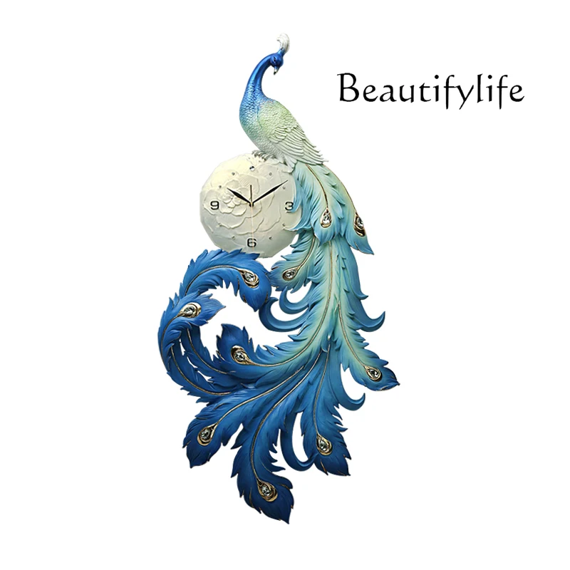 

Peacock Auspicious Living Room Home Fashion Pocket Watch Light Luxury Phoenix Decorate Clock Creative Decorative Clock