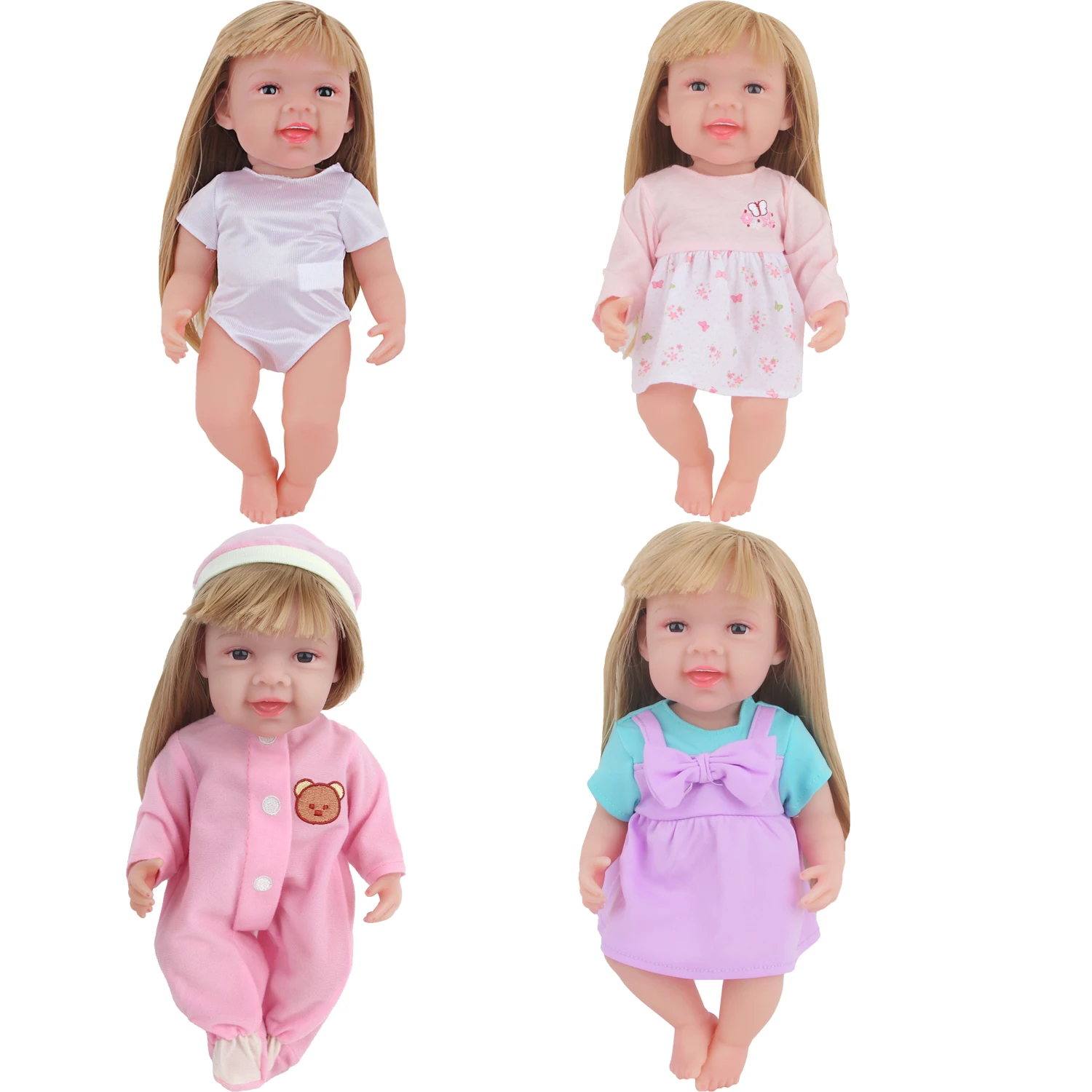 12 inches Baby Doll Clothes Pink Flower Butterfly Dress  Jumpsuit Bear Clothes For 30cm Girl Dolls Fit DIY Cotton Dolls Toy Gift