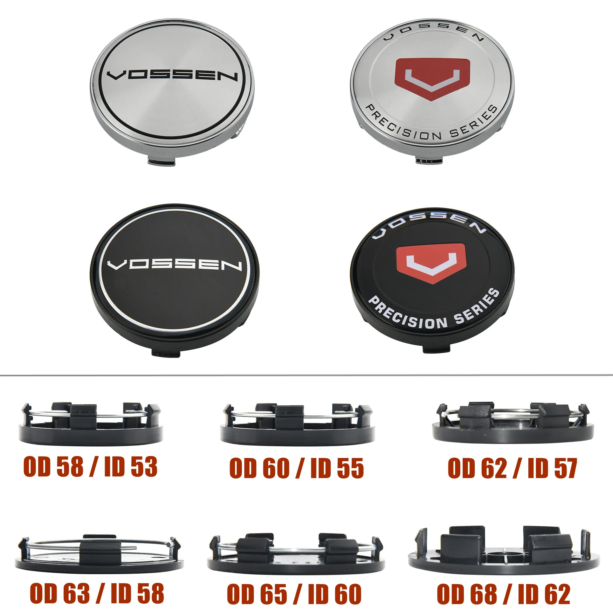 Эмблема VOSSEN Центральная крышка 58 мм 60 мм Крышка ступицы 62 мм Крышка колеса 65 мм JDM Стайлинг Спортивный обод Автомобильные аксессуары