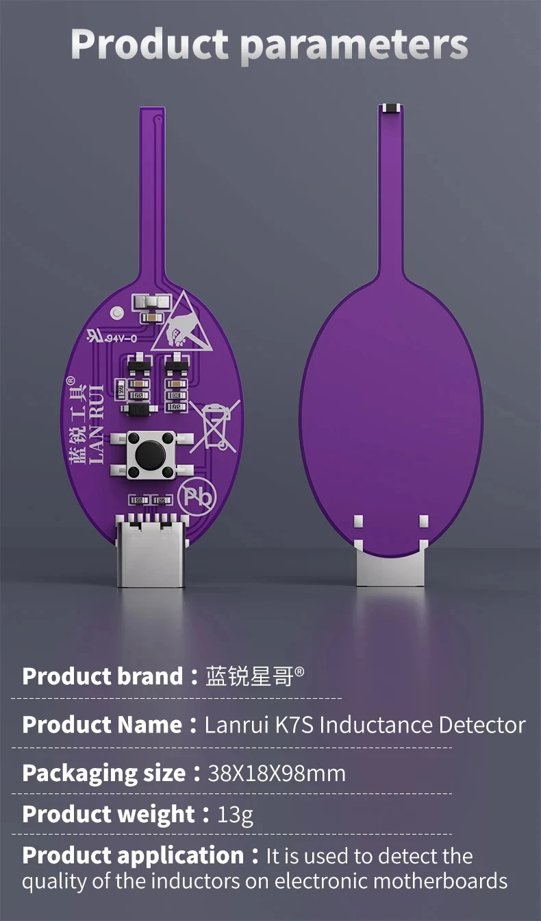 Lanrui K7S Fengming Rilevatore di Induttanza Tester Scheda Madre Bobina Tester Rivelatore Induttore Per Strumento di Riparazione Del Telefono