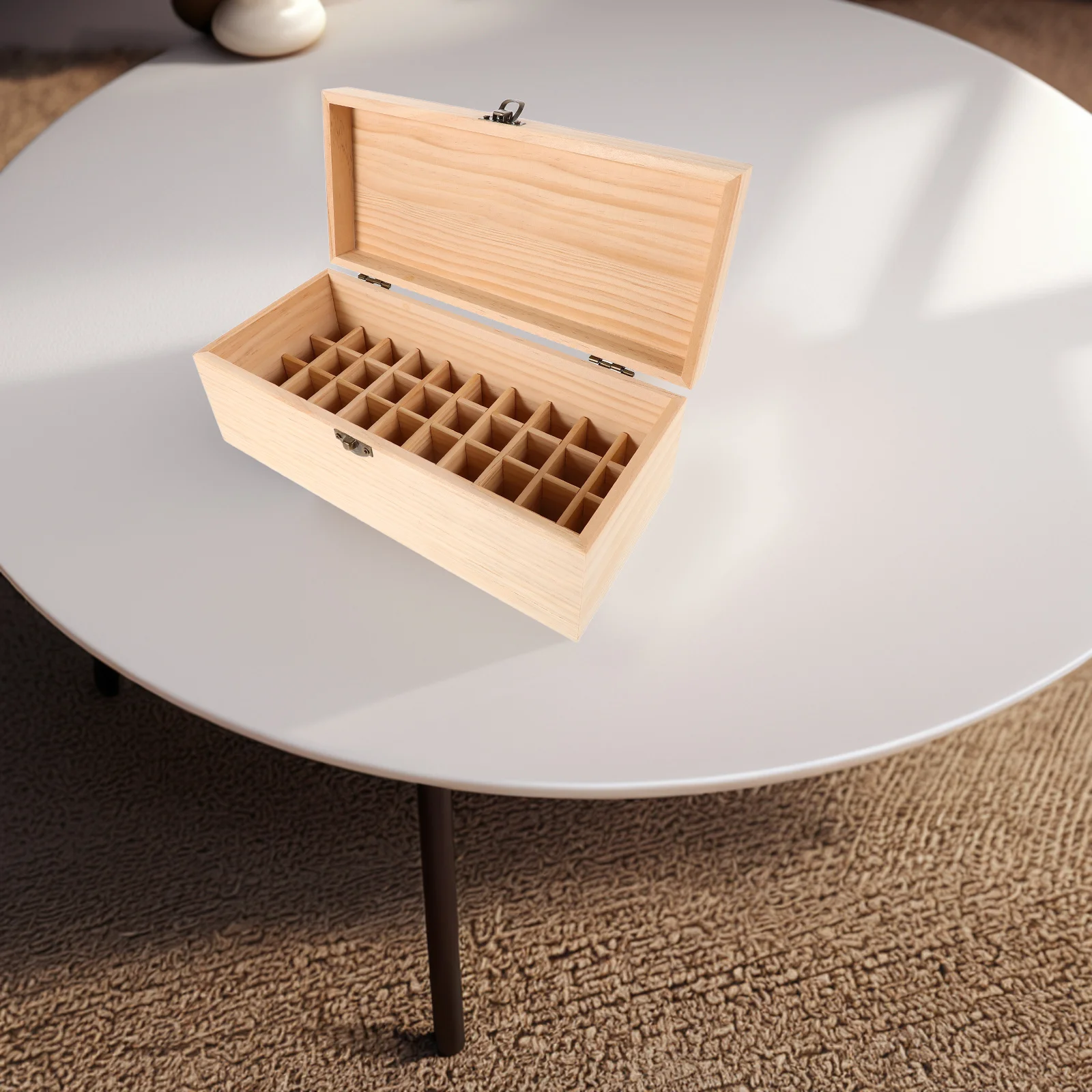 Picture 3: 40 Grids Essential Oil Storage Box Wooden Organizer Display Stand For Aromatherapy Bottles Home Spa Use Essential Oil Rack