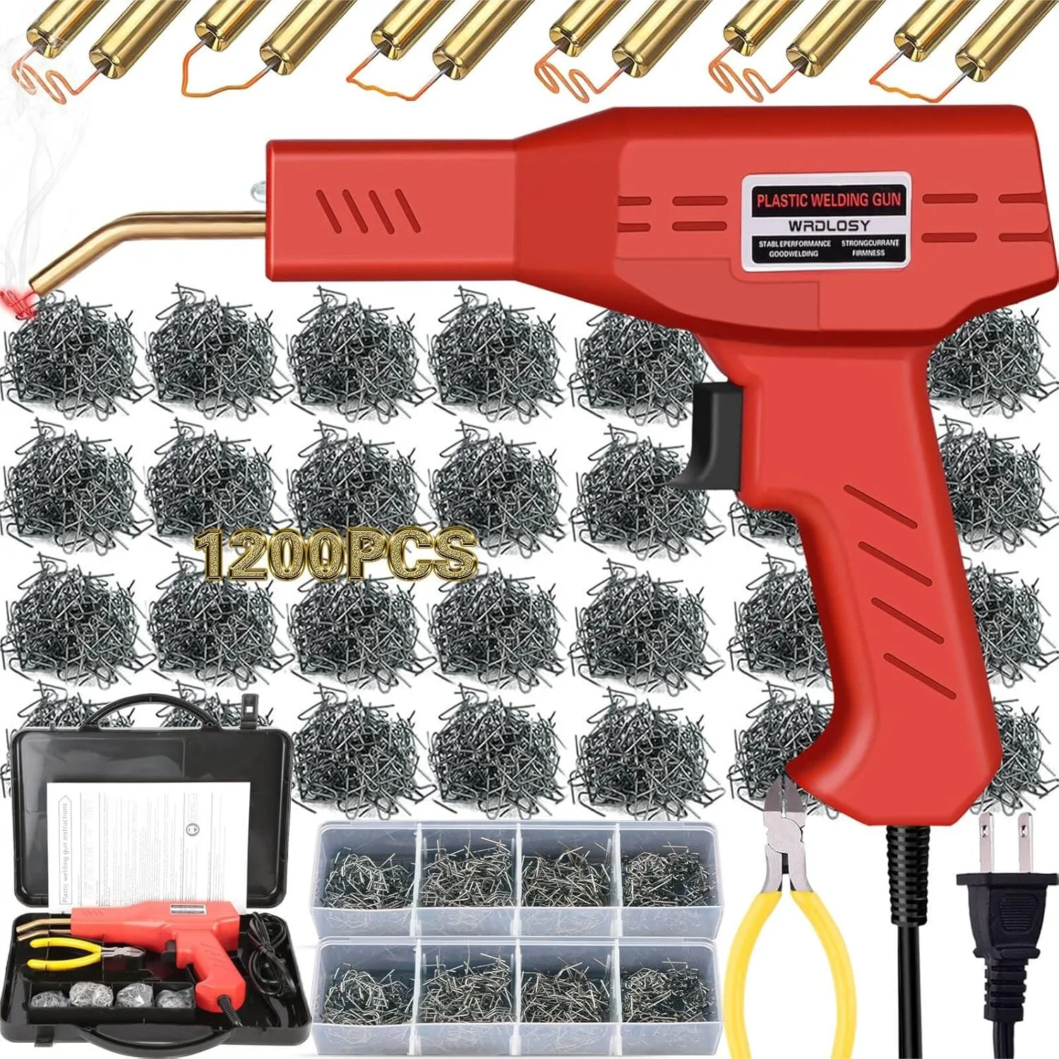

Plastic Welder Kit with 1200 Staples for Bumper Repair, DIY Tool for Auto Plastic Parts