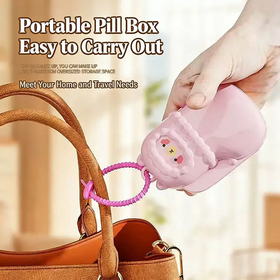 Mini Alpaca Medicine Box Portable Pill Organizer for Daily Meals Cartoon Tablet Storage Container