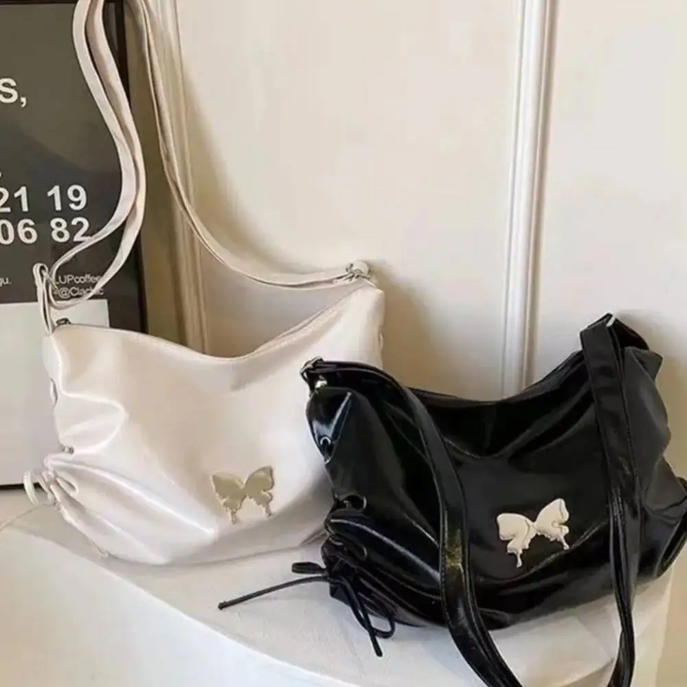 

BLoom популярные черные сумки на плечо для девочек, женские милые крутые кожаные сумки с бантом и бабочкой, шикарная сумка Y2k, женская винтажная сумка-мессенджер, кошелек