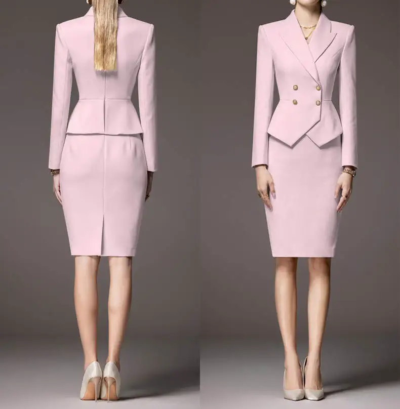 

Элегантные женские костюмы, комплект из 2 предметов, классический двубортный пиджак, брюки-клеш, облегающие вечерние платья по индивидуальному заказу, большие размеры