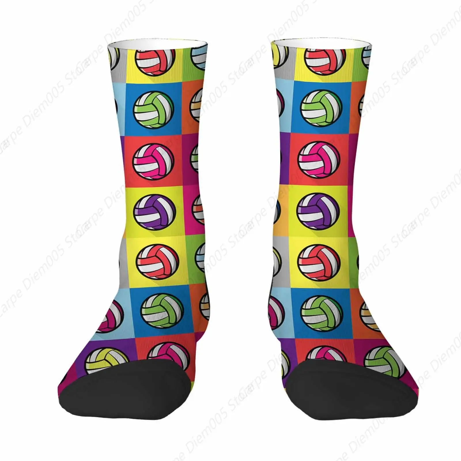 Colorful Volleyball Athletic Crew Socks Checkered Socks For Men Women Cool Cute Crazy Funny Sport Colorful Novelty Socks