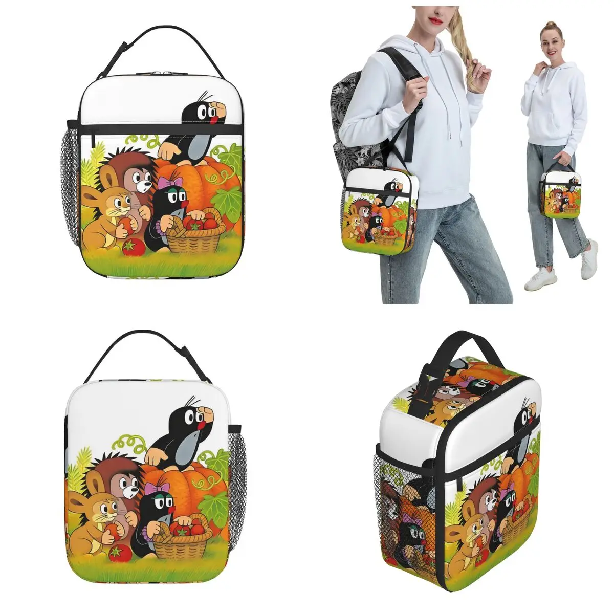 حقيبة غداء معزولة من كارتون ذا ليتل مول، حقيبة حرارية   حاوية وجبة لطيفة ذات سعة عالية، صندوق غداء للرجال والنساء