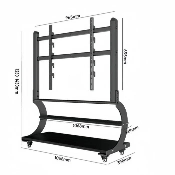 &For Rolling TV Stand Trolley 75 To 100 Inch LED LCD Screen Mobile Studio TV Display Cart With Wood Shelf