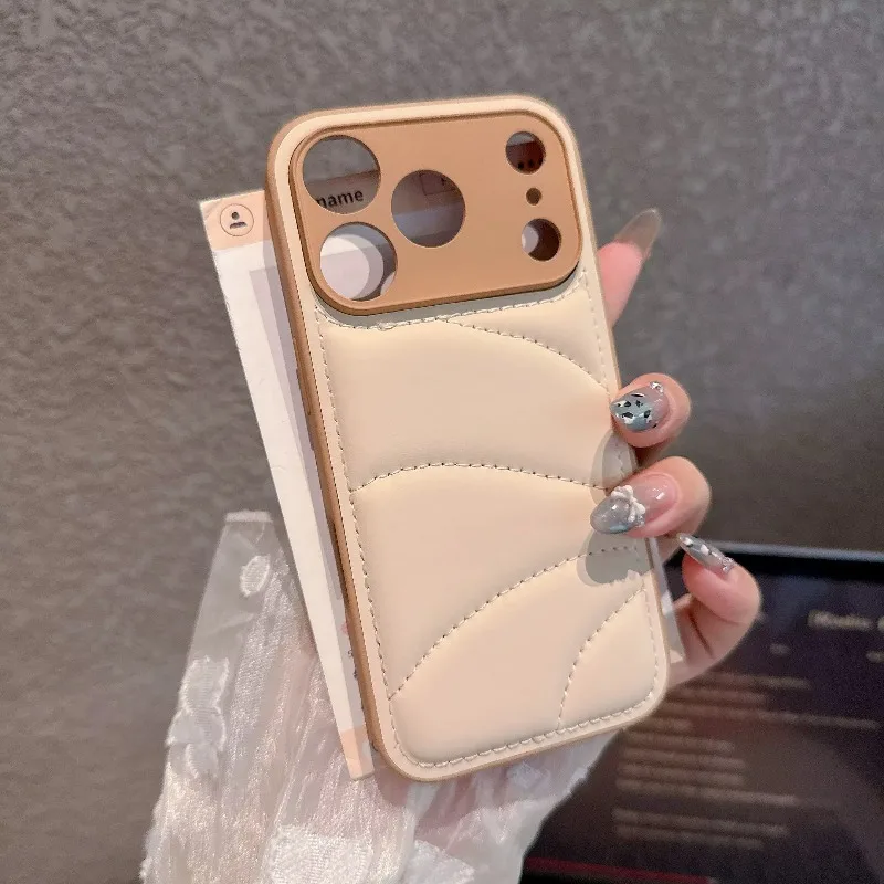 PU-Leder-Handyhülle im Daunenjacken-Stil für iPhone 17, Air 16, Plus, 15, 14, 13, 12, 11 Pro Max, stoßfeste, stressabbauende Rückseite