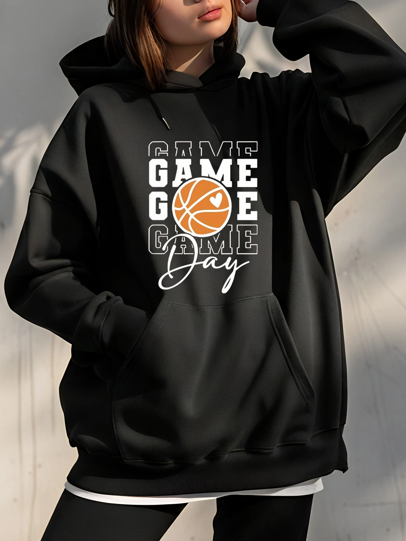 

Женская баскетбольная толстовка с принтом Game Day, повседневная спортивная одежда для женщин, одежда для любителей баскетбола Team Spirit