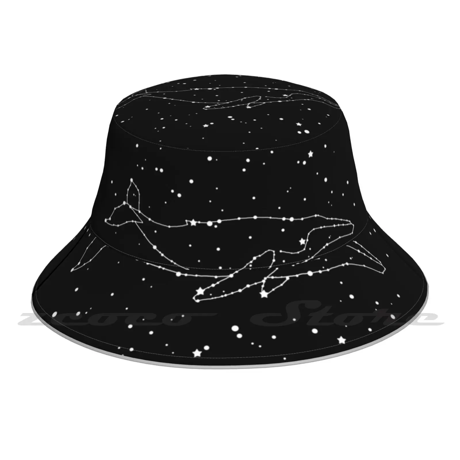 Whale Cap Diy Light Foldable Sunshade Fashion Fisherman Hat Whale Stars Astronomy Space Black And White Blackandwhite Terryfan