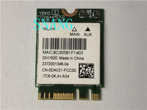 Used  FOR Dell DW1820 WLAN Wifi kablosuz 802.11AC Mini NGFF kartı modülü 0D4V21 D4V21 CN-0D4V21