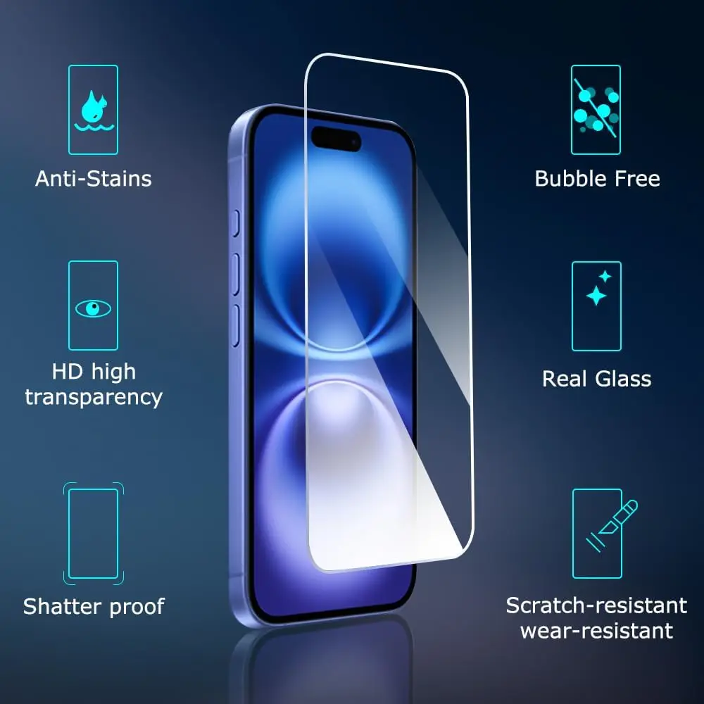 9 in 1 Tempered Glass Film for IPhone 16 Pro Max 16 Plus Front Back Screen Protector Camera Protective Lens Glass for IPhone16