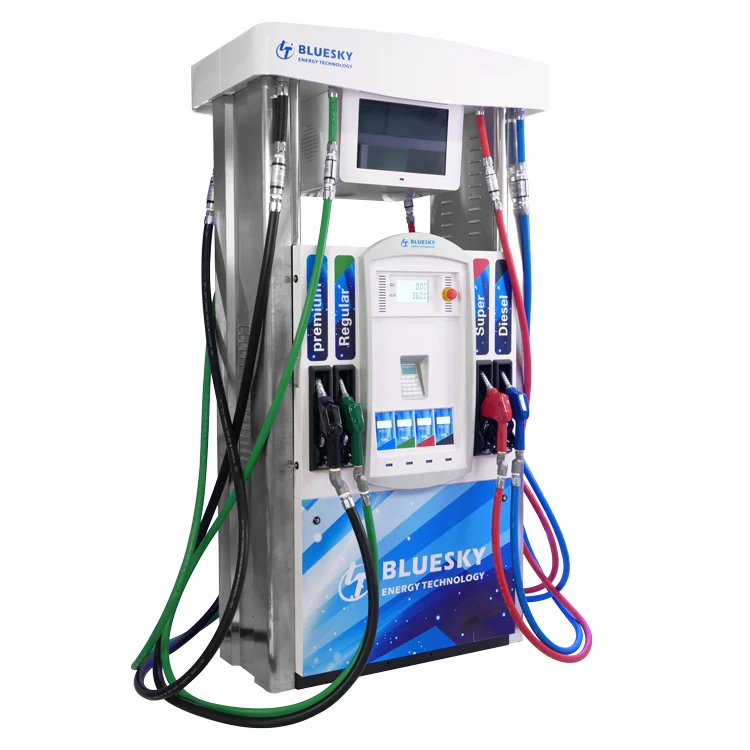 BlueSky RT-HG482 Petrol Fuel Dispenser Pump With Multimedia POS & RFID Payment System 0.30% Accuracy 5-55L/min Flow