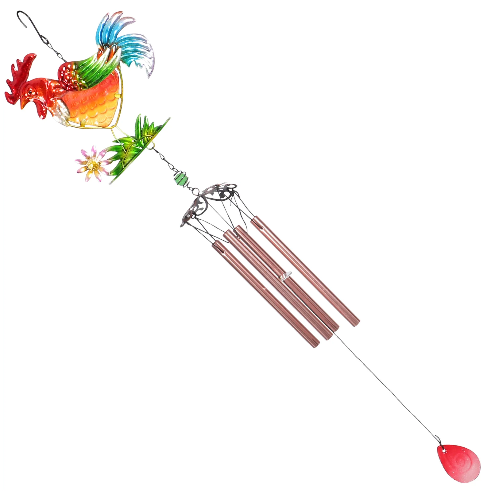 

Rooster Wind Chimes Metal Glass Decoration Hanging Wind Bell Iron Chime Pendant Yard Tree Display Gift