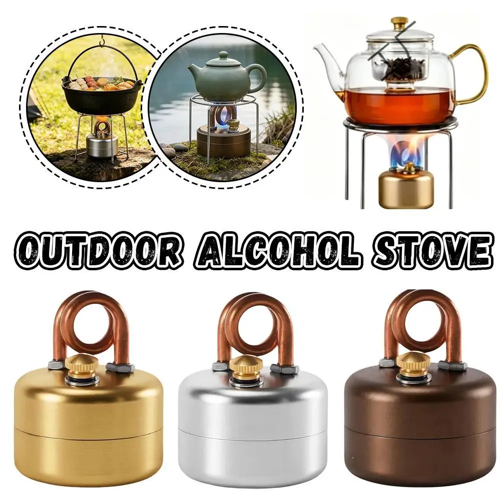 Mini Alcohol Stove Vaporized Camping Burner With Stand Windproof Portable Spirit Cooker For Hiking Backpacking Survival Gear