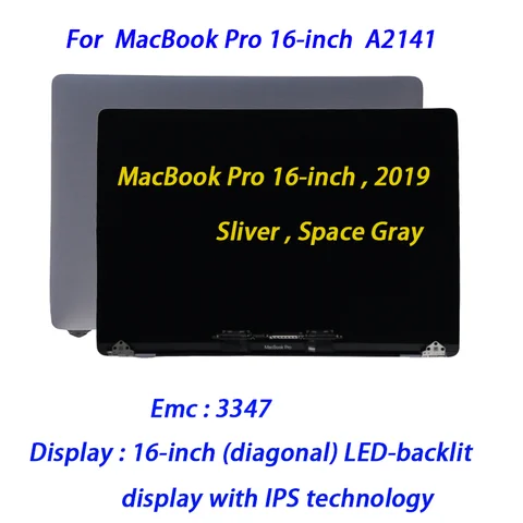Tout nouvel assemblage d'affichage A2141 année 2019 pour Macbook Pro Retina 16 "assemblage d'écran LCD LED couleur gris/argent Reolacement