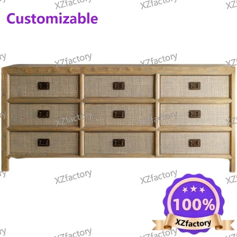 Factory Direct 2026 Top RatedSolid wood nine-chest cabinet storage, wooden furniture against the wall, tea cabinet, wine cabinet