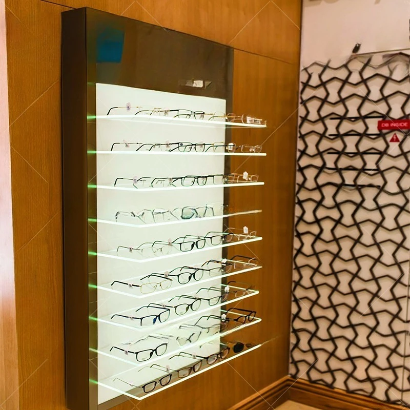 Optical shop manufacturer display cabinet Iron wooden glasses display stand Sunglasses wall cabinet