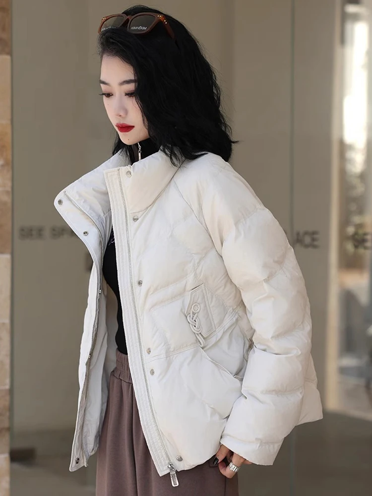 アマックス ルルエ イギリスデザイン パーカー 冬 レディース 暖かい ファッション ゆったり ダックダウンジャケット 2025 レディース カジュアル クラシック 無地 スノーコート