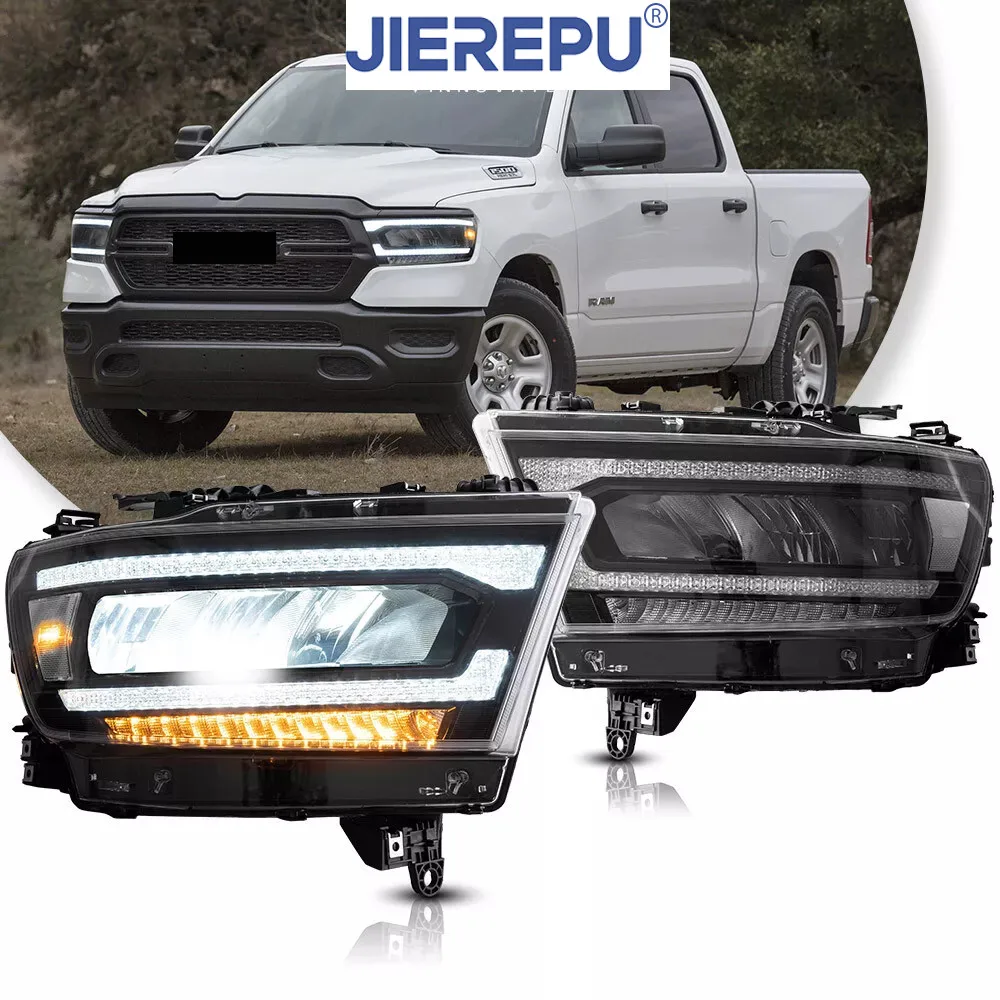 

1Pair Turn Signal Clear Full LED Reflector Headlights For 2019 2021-2023 Dodge Ram 1500