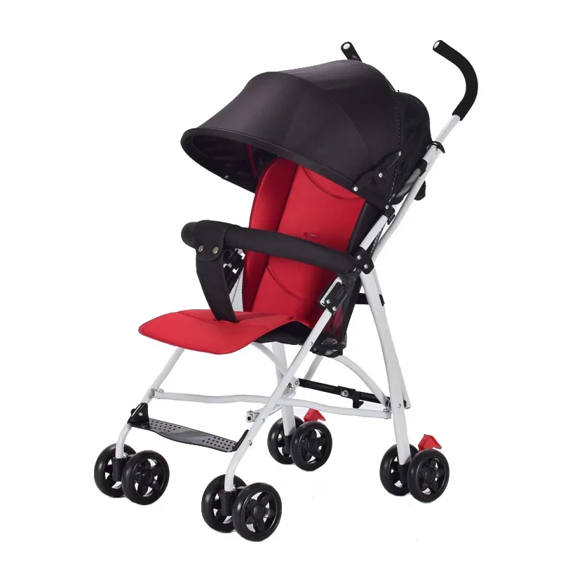 The baby stroller is super light and can be folded. Baby parachute shockproof gauze slipping artifact.