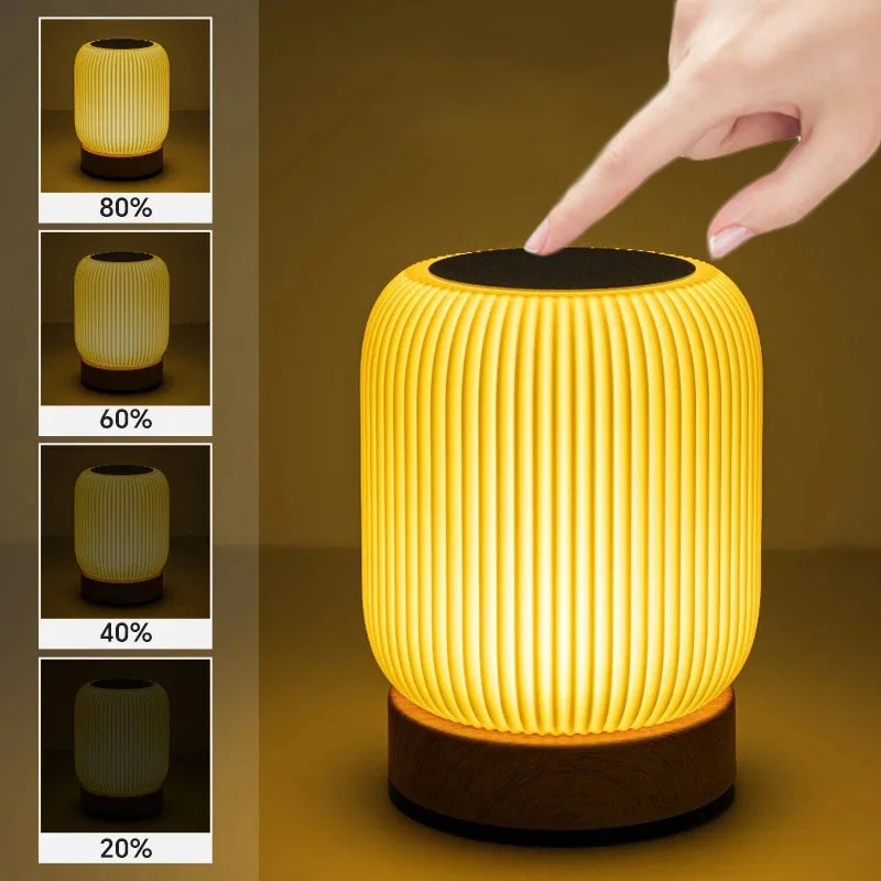 

Modern LED Bedside Lamp with USB Rechargeable Night Lights Touch Control 3 Color Temperatures for Bedroom Study Living Room
