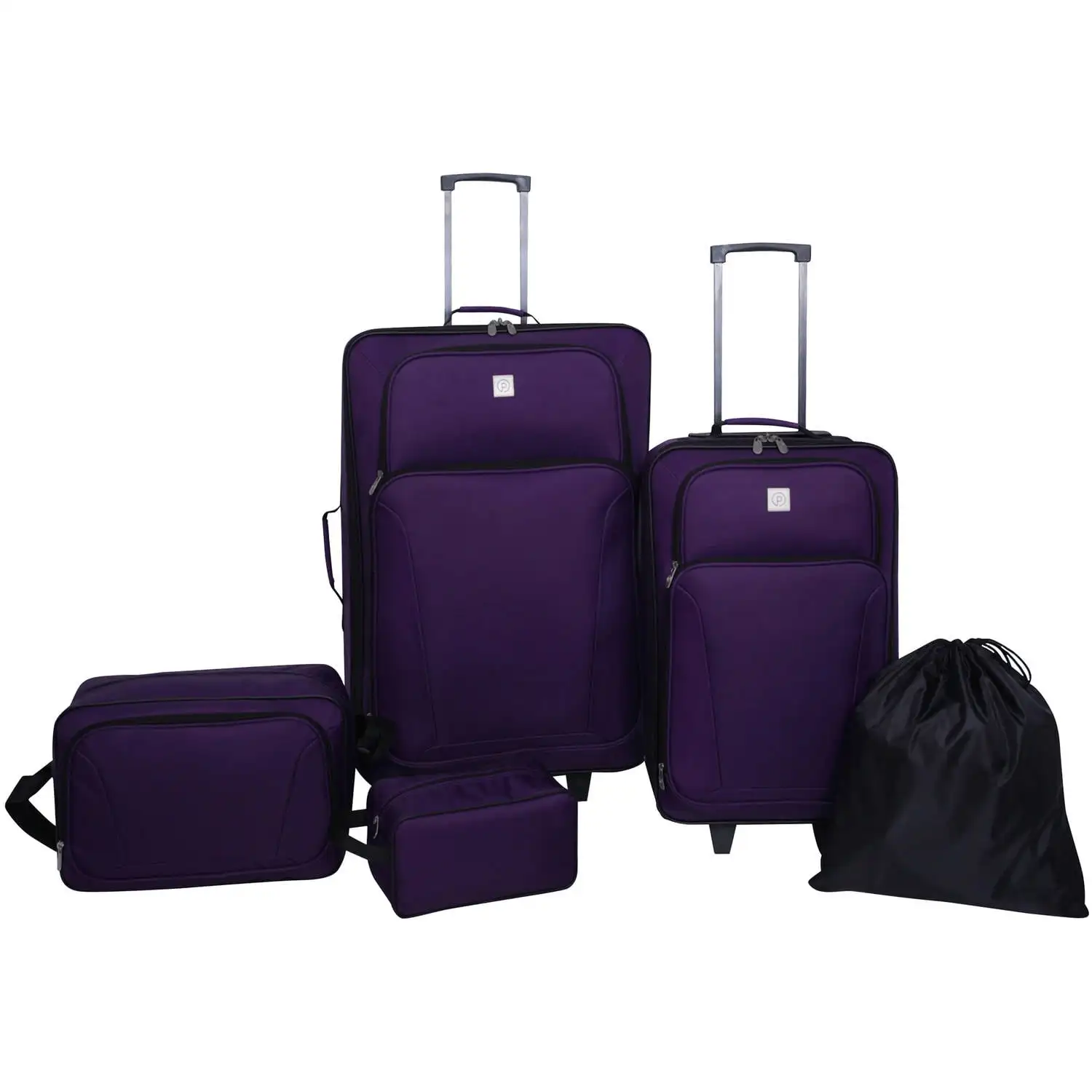 

Polyester Softside Luggage Set, 5 Piece Set includes 28" Checked and 21" Carry-on, Boarding Tote, Utility Bag and Cinch Sack