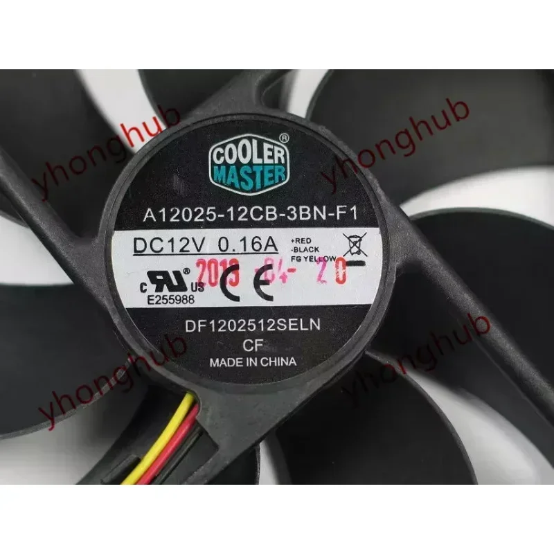 Master A12025-12CB-3BN-F1 DC 12V 0.16A 120X120X25mm Cooling Fan