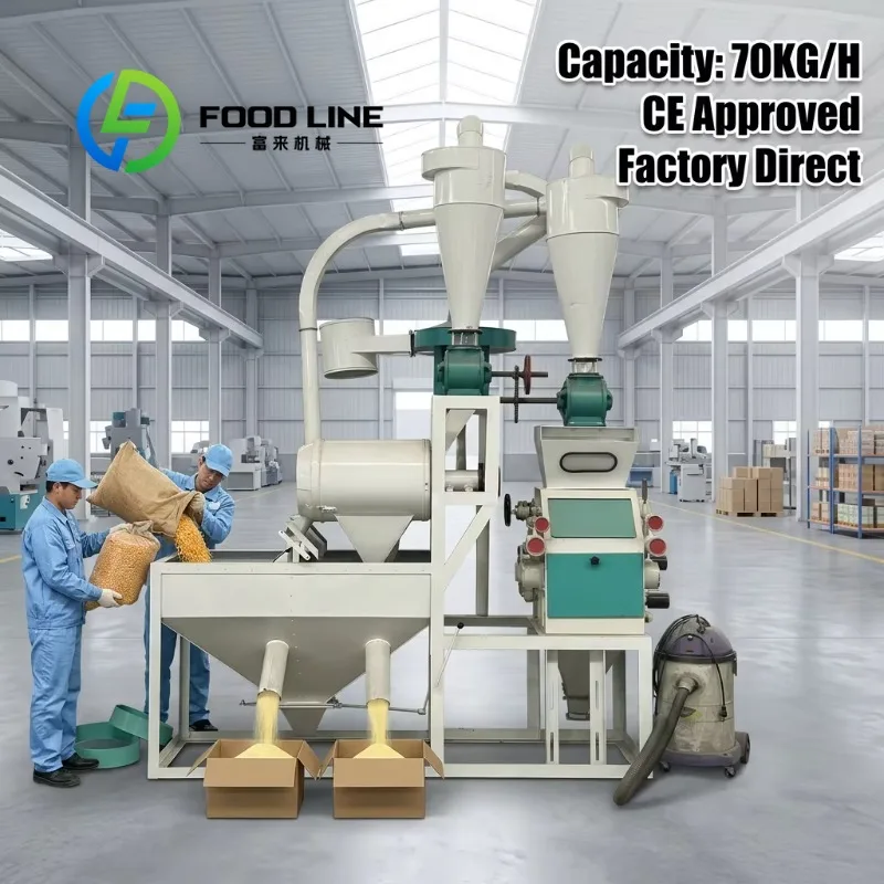 Horizontal Corn Wheat Flour Mill Soft Buffer Feed Edge Prevents Hard Impact Damage To Wheat And Corn Grain Before Grinding