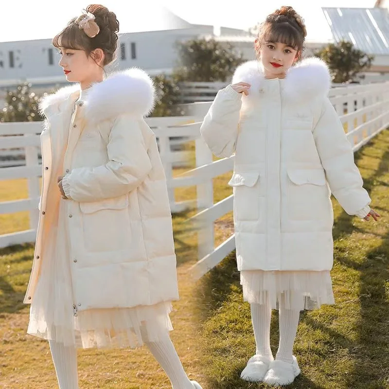 

RAISE Children Down Jackets For Girls Faux Fur Hooded Teen Girls Down Coat Kids Girls Puffer Jackets 3-14Y Girls Parkas Clothes