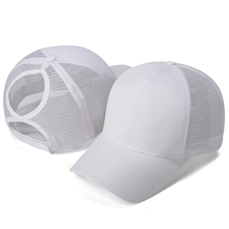 New Mesh Back-Opening Ponytail Baseball Cap for Women, Summer Outdoor Hard-Top Breathable Sun Protection Cap