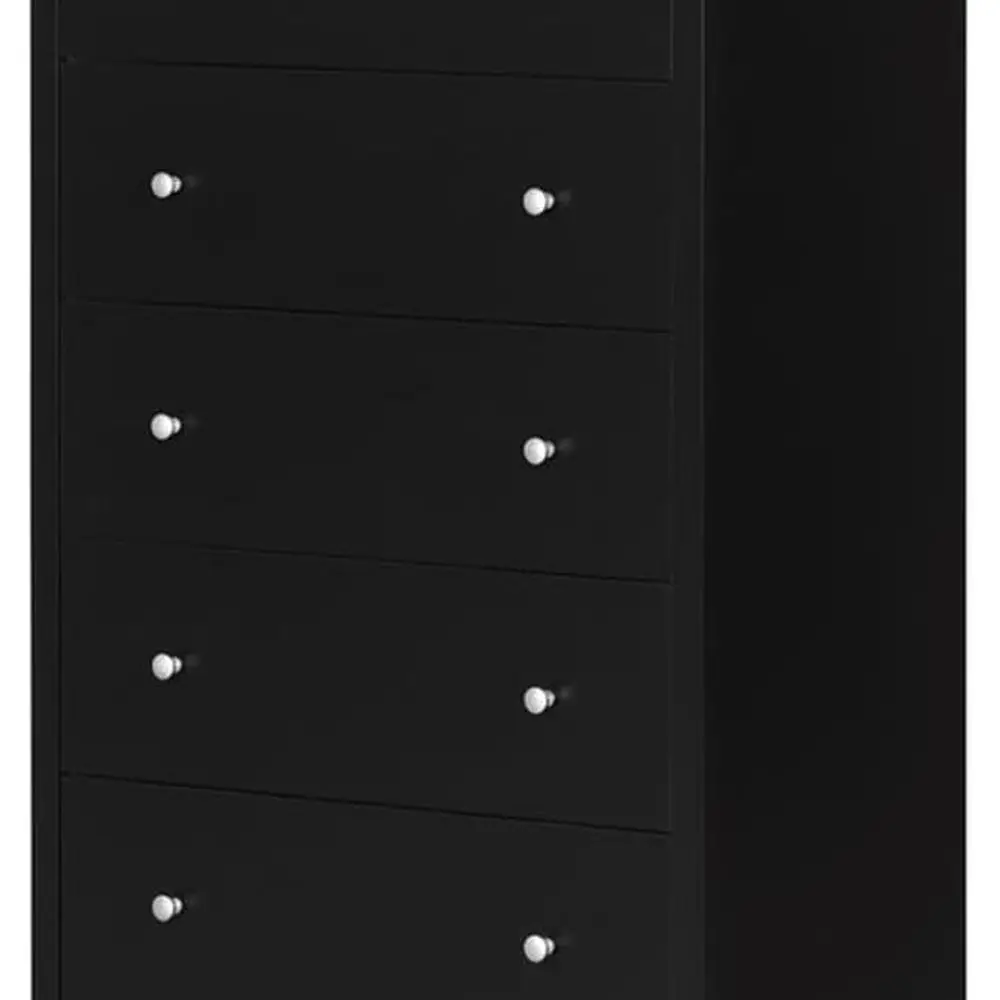 Vito 5-Drawer Dresser in Black with Matte Nickel Hardware