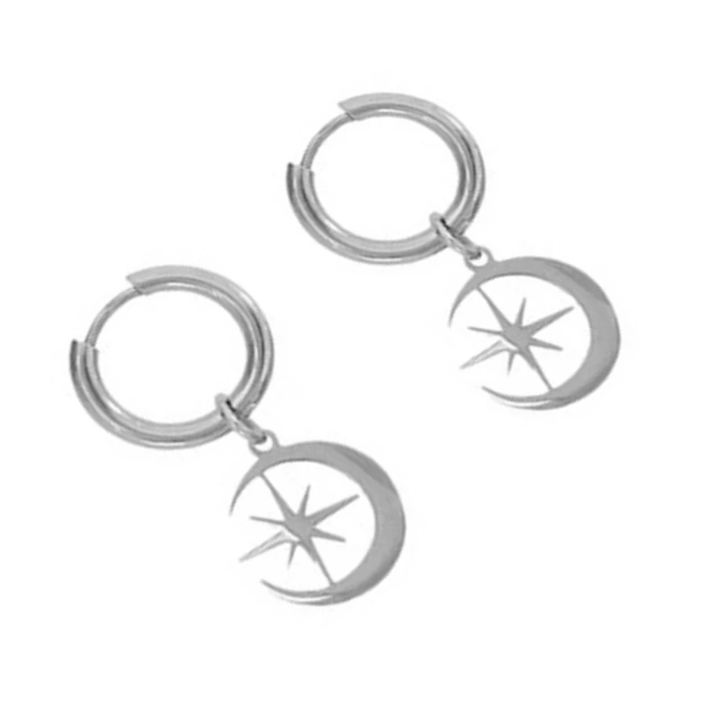 Long lasting Alloy Four pointed Star Earrings Drop Ear Hooks Stylish Ear Rings