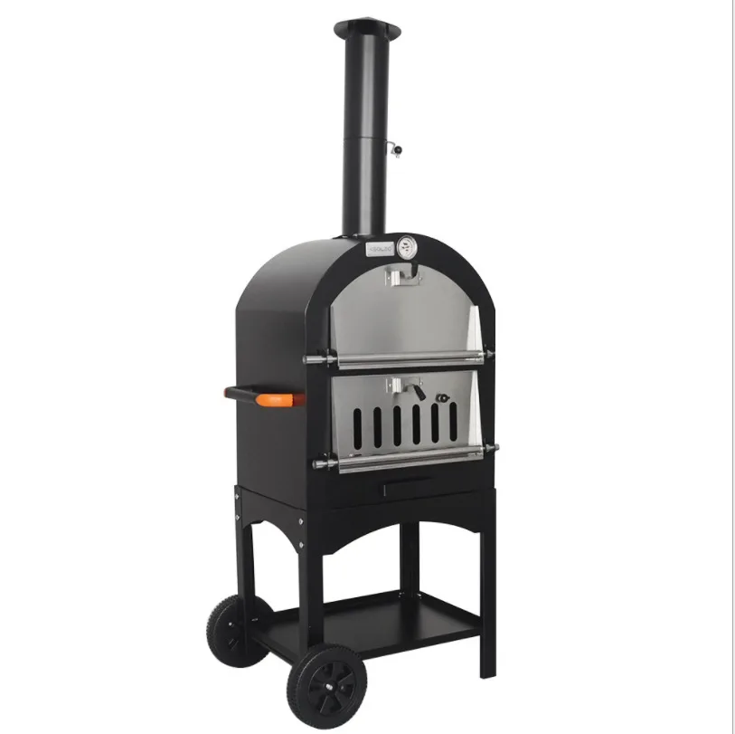 

Export Outdoor Double-Layer Hand Push with PP Wheel Kiln Oven Stainless Steel 22-Inch Dual-Use Pizza Barbecue