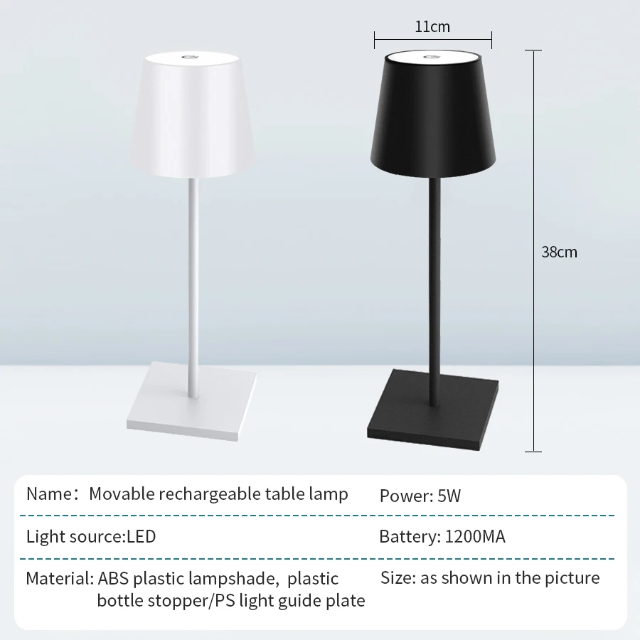 Rechargeable Led Table Lamp Touch Switch 3 Levels Dimmable Desk Lights Bar Club Dinner Creative Decorative Ambient JJ2261