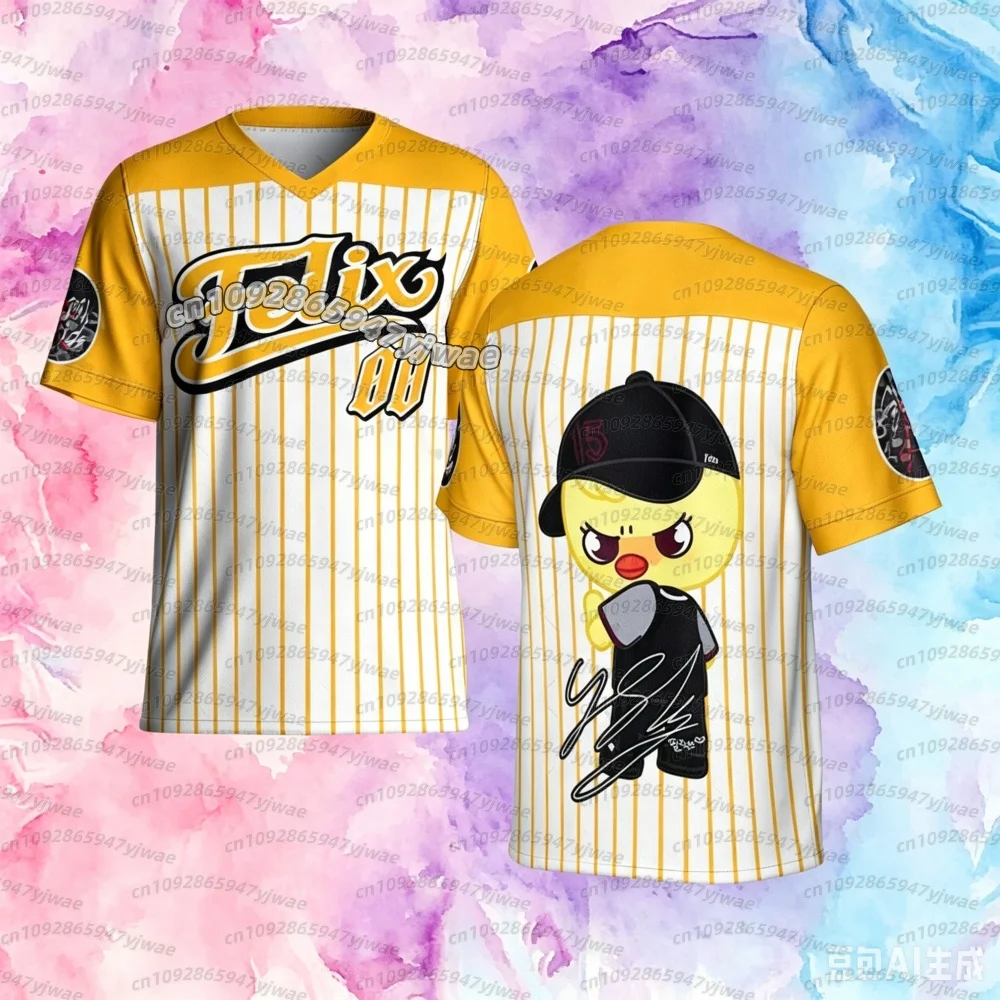 Men's women  T-Shirt  Cartoon Kpop Stay Karma Album Fans TShirt Felix Bangchan Hyunjin Street Casual Sport Short Sleeve T-Shirt