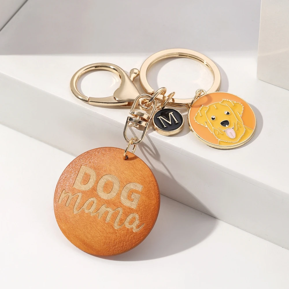 1Pc Cute Cartoon Dog Pendant Dog Mom Wooden Tag Pendant Keychain, Suitable for Dog Lovers to Wear on a Daily basis