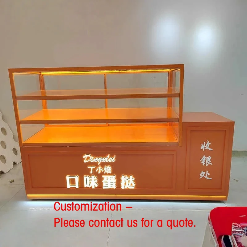 custom.Commercial Bakery Display with Glass Front Wooden Back LED Lighting Heavy Duty Durable Customizable Dim