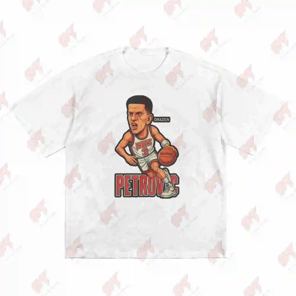 Drazen Petrovic Caricature Short Sleeve Tee 100% Cotton T-Shirt
