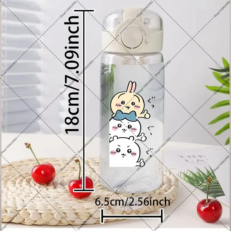 Chiikawas 400ml Water Bottle with Straw Cartoon Anime Pattern Printed Sports Bottles Unisex Outdoor Portable Glass Cups Gifts view 3