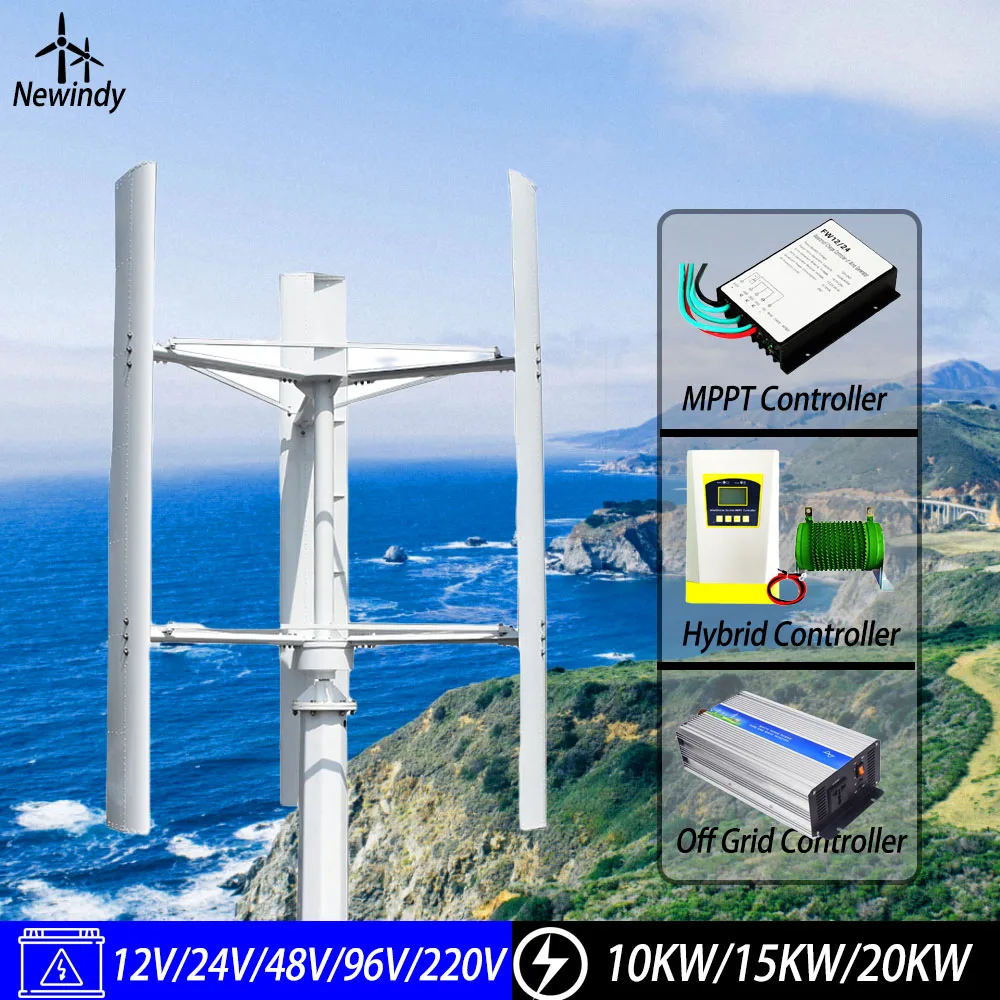 

20KW 220V Vertical Wind Turbine Generator Low Noise 10000W 20000W 12V 24V 48V New Energy Windmill Home Use With Mppt Controller