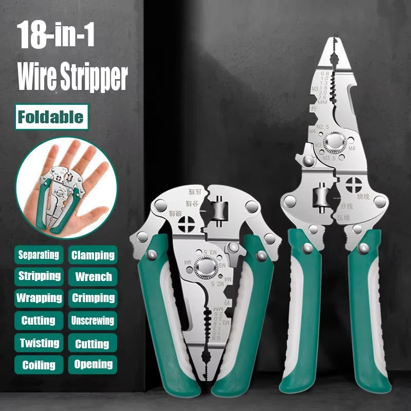Crimping Pliers Foldable wire stripper pulley design multi-function electrician wire splitter wire winding crimping pliers tool