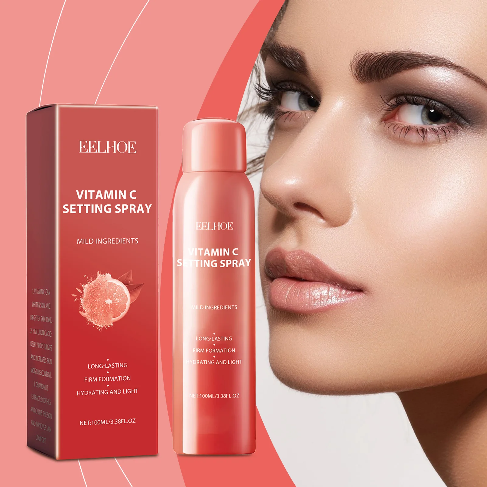 Vitamin C Setting Spray Long Lasting Makeup Fixer Hydrating Moisturizing Refreshing Non-greasy Lightweight Breathable Portable Makeup Finishing Spray