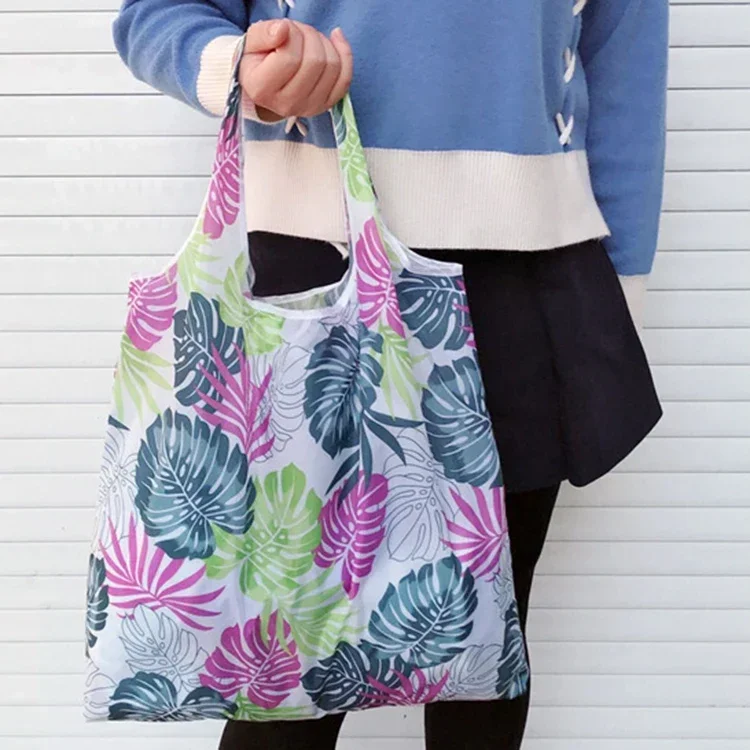 Fashion Floral Eco Reusable Shopping Bags Foldable Shopping Bag Tote Travel Portable Shoulder Grocery Bags Storage Hand Bag