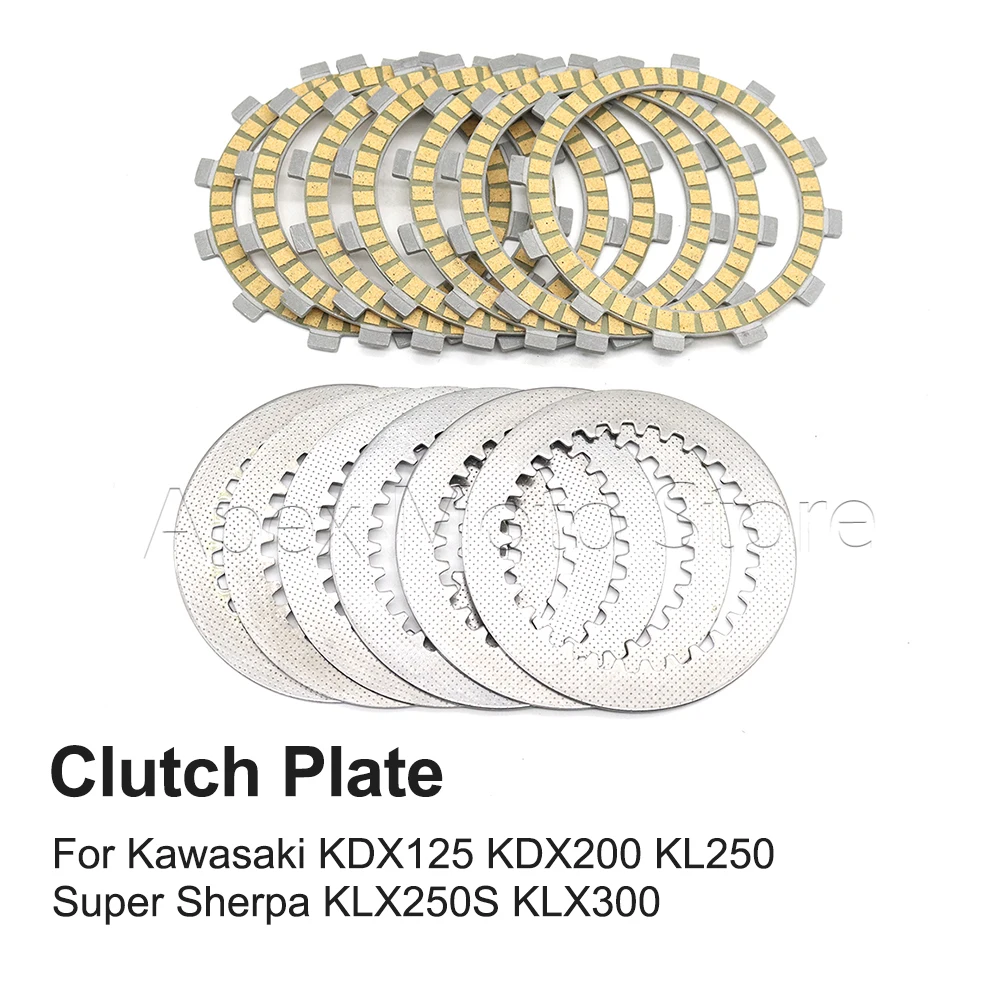 For Kawasaki KX125 KDX200 KL250 KLX250 R S SF KLX300 Super Sherpa Motorcycle Clutch Steel Plate Friction Disc Kits Accessories